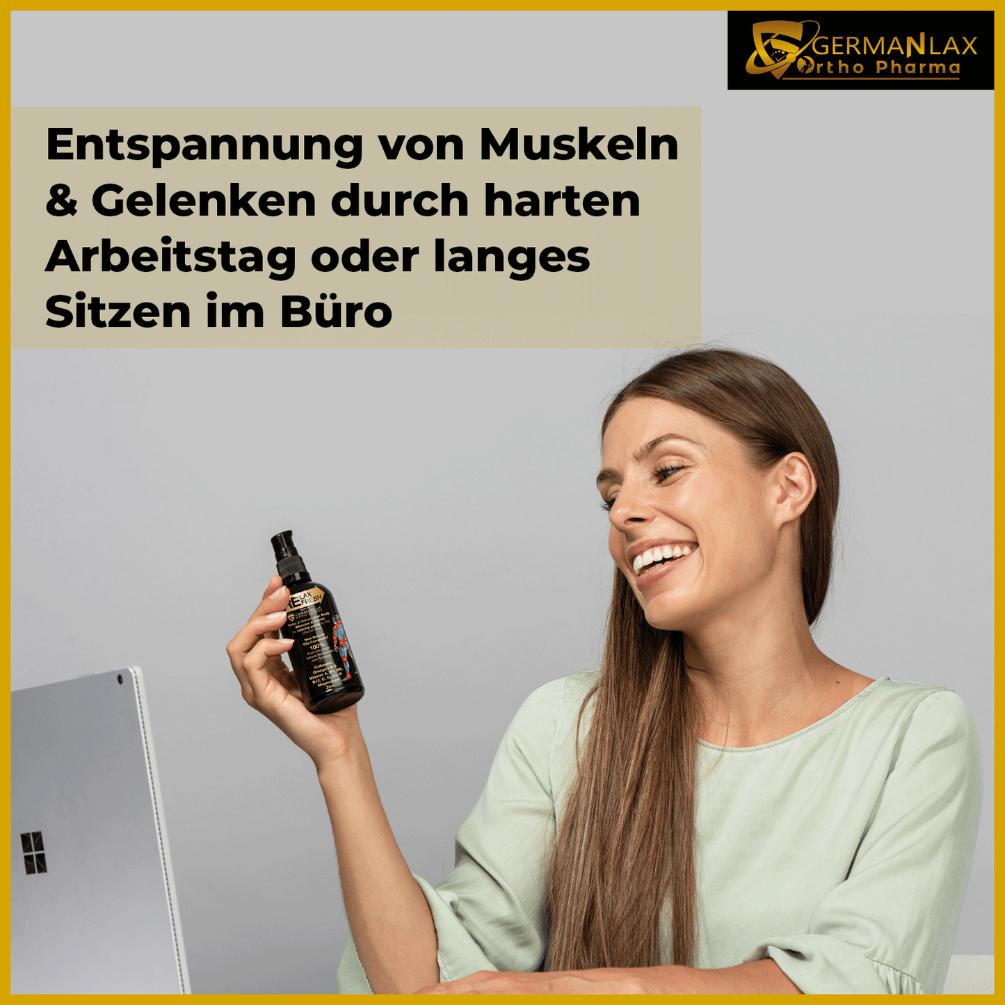 Frau schaut Relax & refresh Mommys Relaxant an