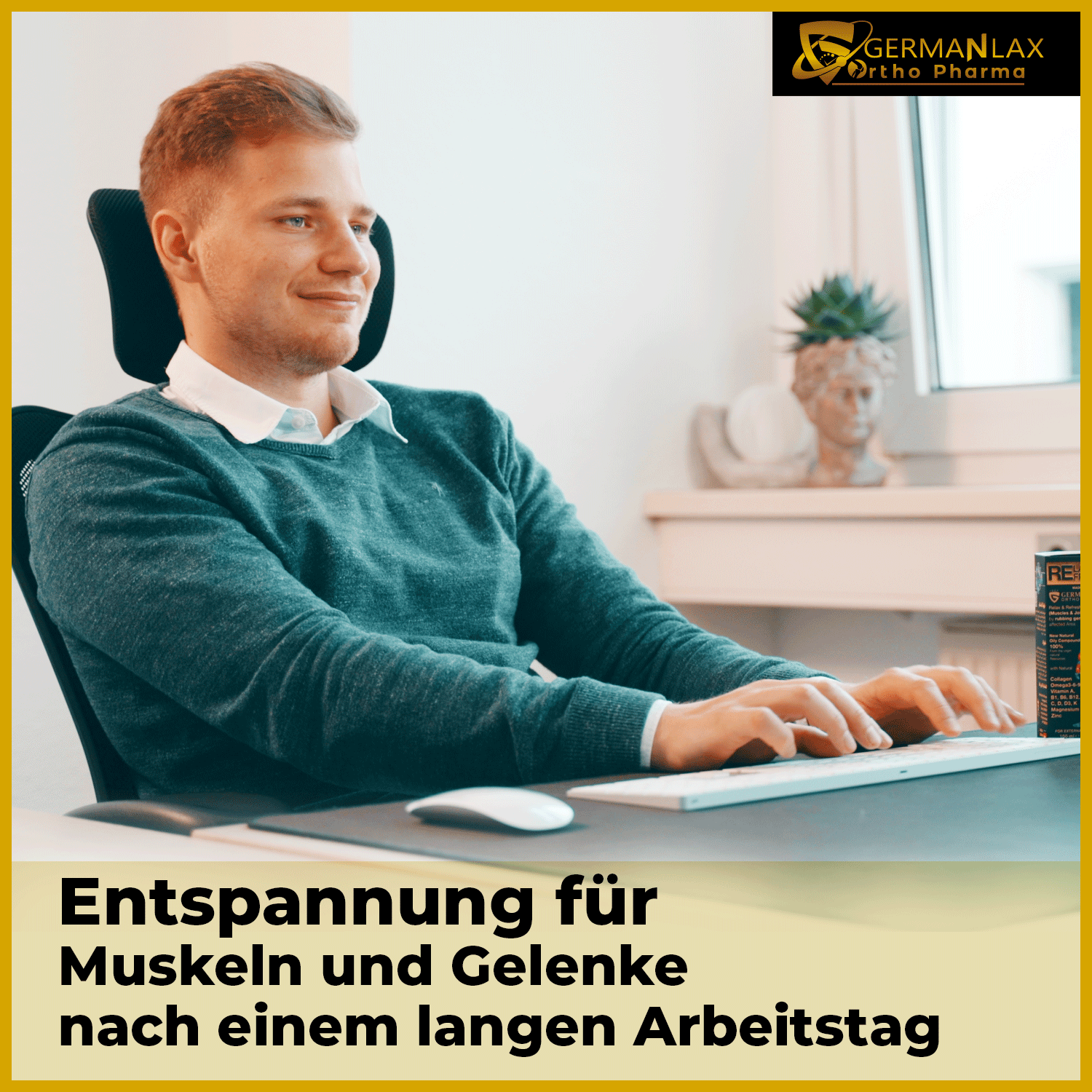 Mann ohne Schmerzen am Computer